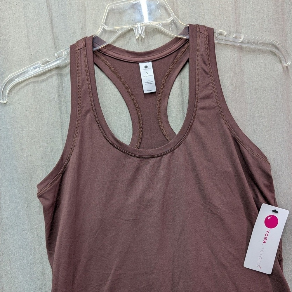 Yogalicious Womens Racerback Tank Top Pecan Pie Brown Yoga Gym TY17221-2PK S